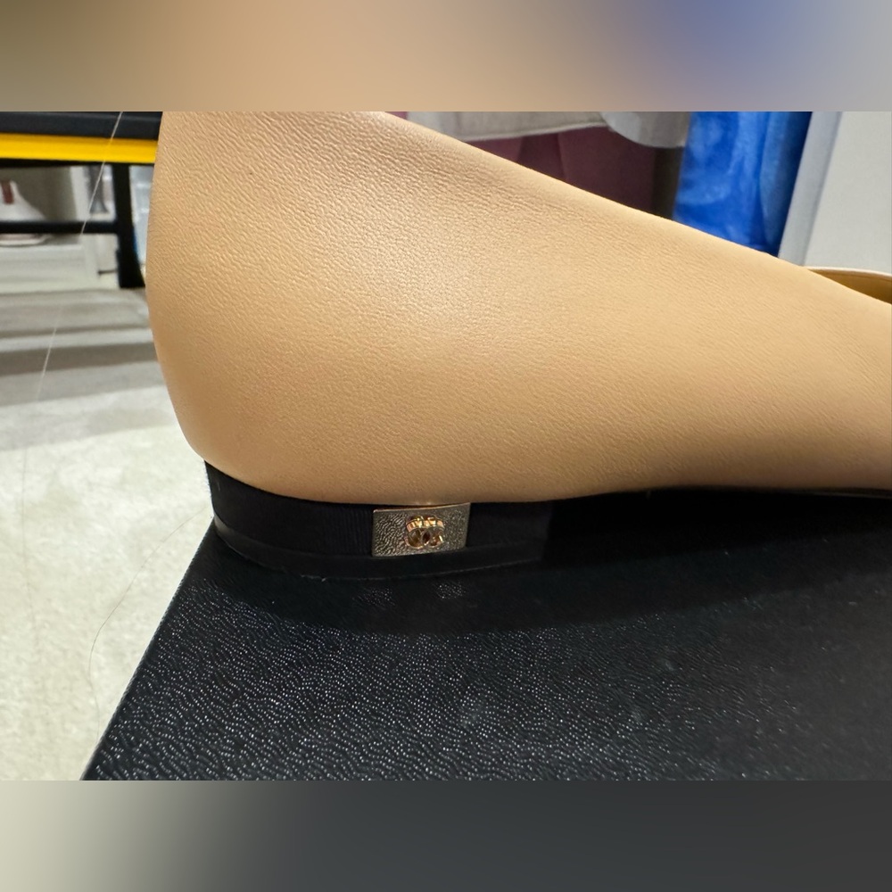 CHANEL Beige and Black Flats